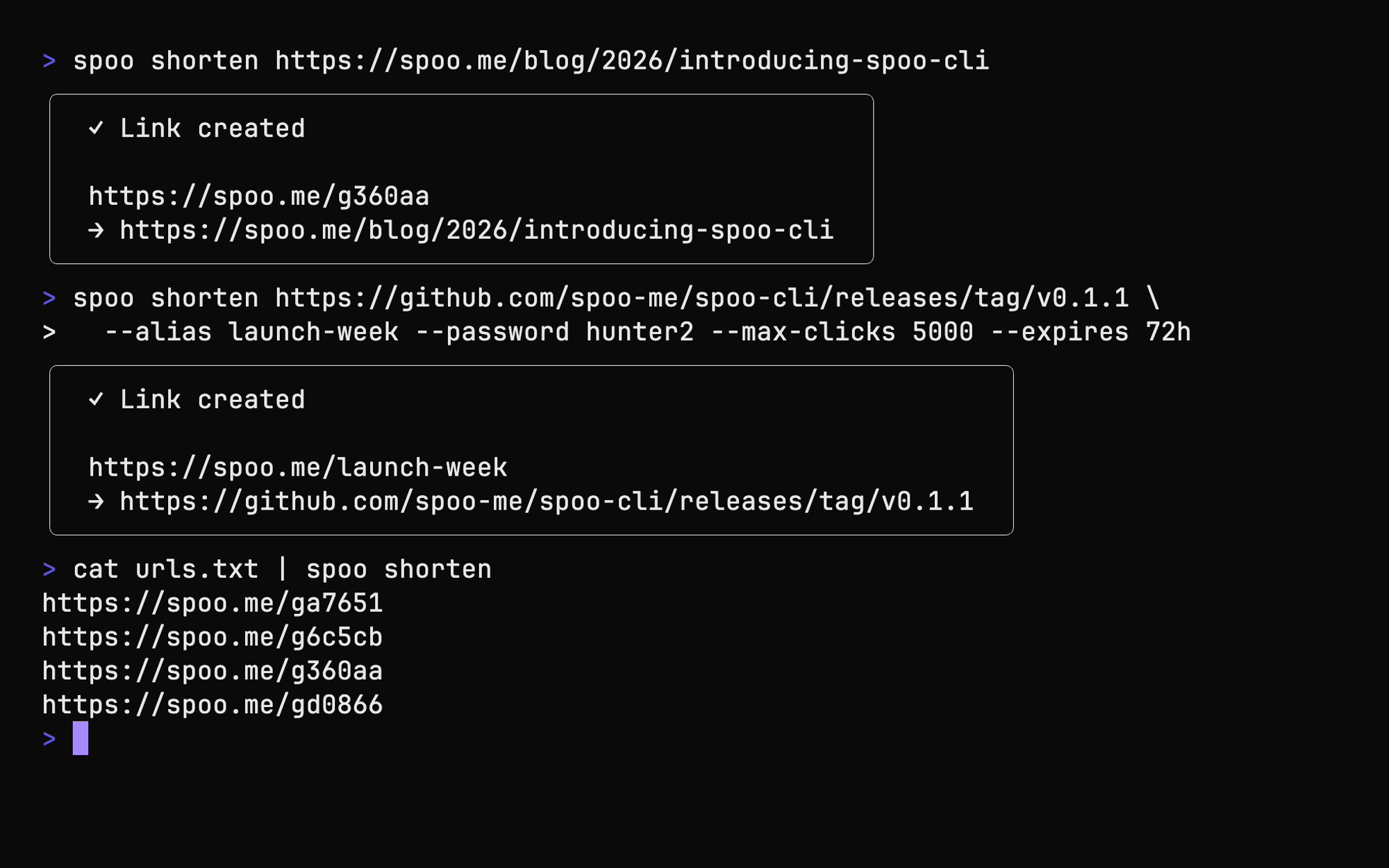 Shaf CLI screenshot